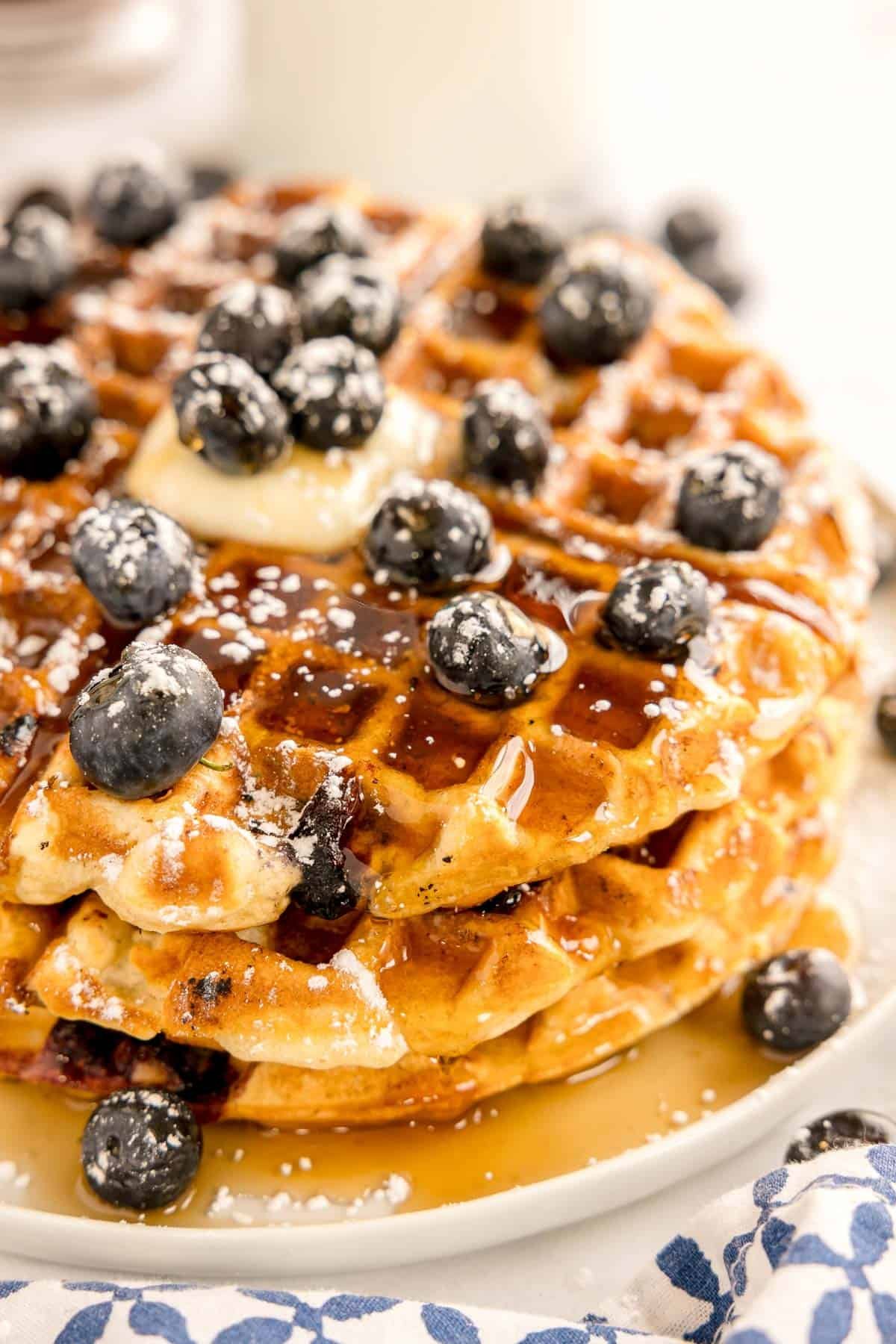 Easy Blueberry Waffles from Scratch