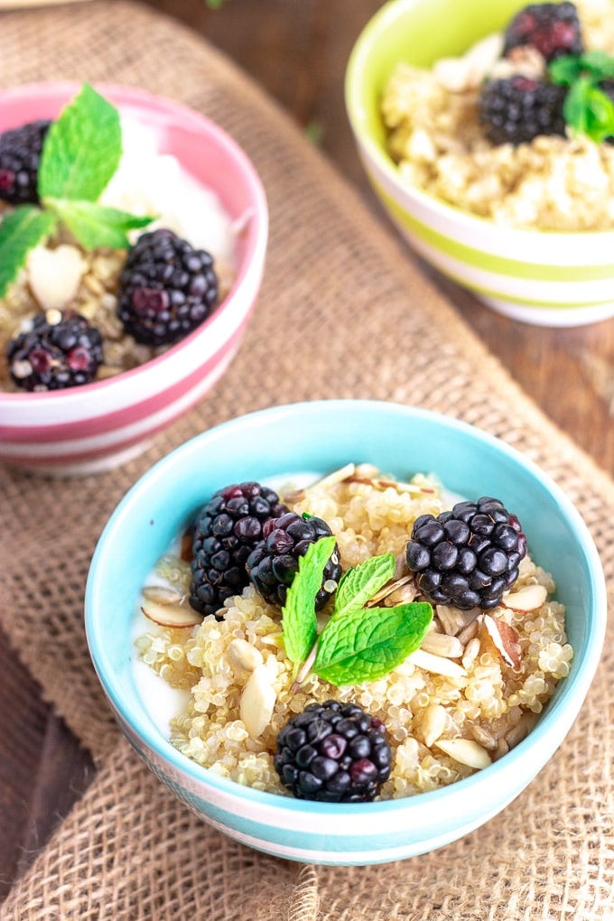 Breakfast Quinoa with Blackberries & Mint