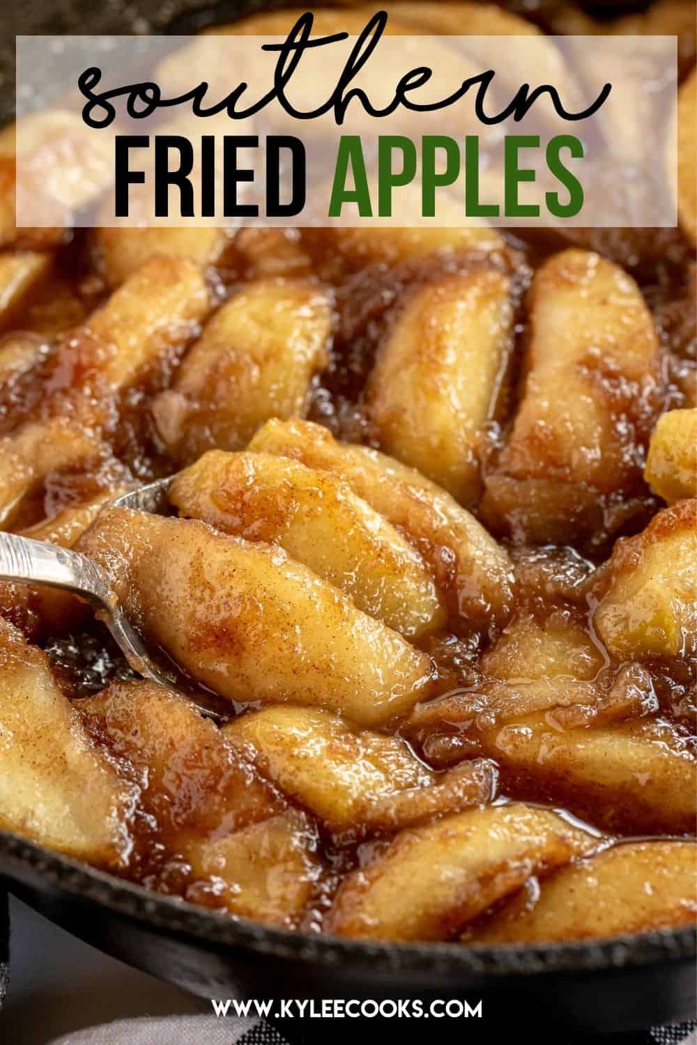 fried apples with recipe name overlaid in text