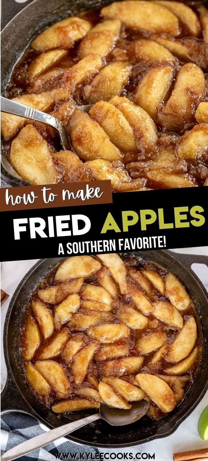 fried apples with recipe name overlaid in text