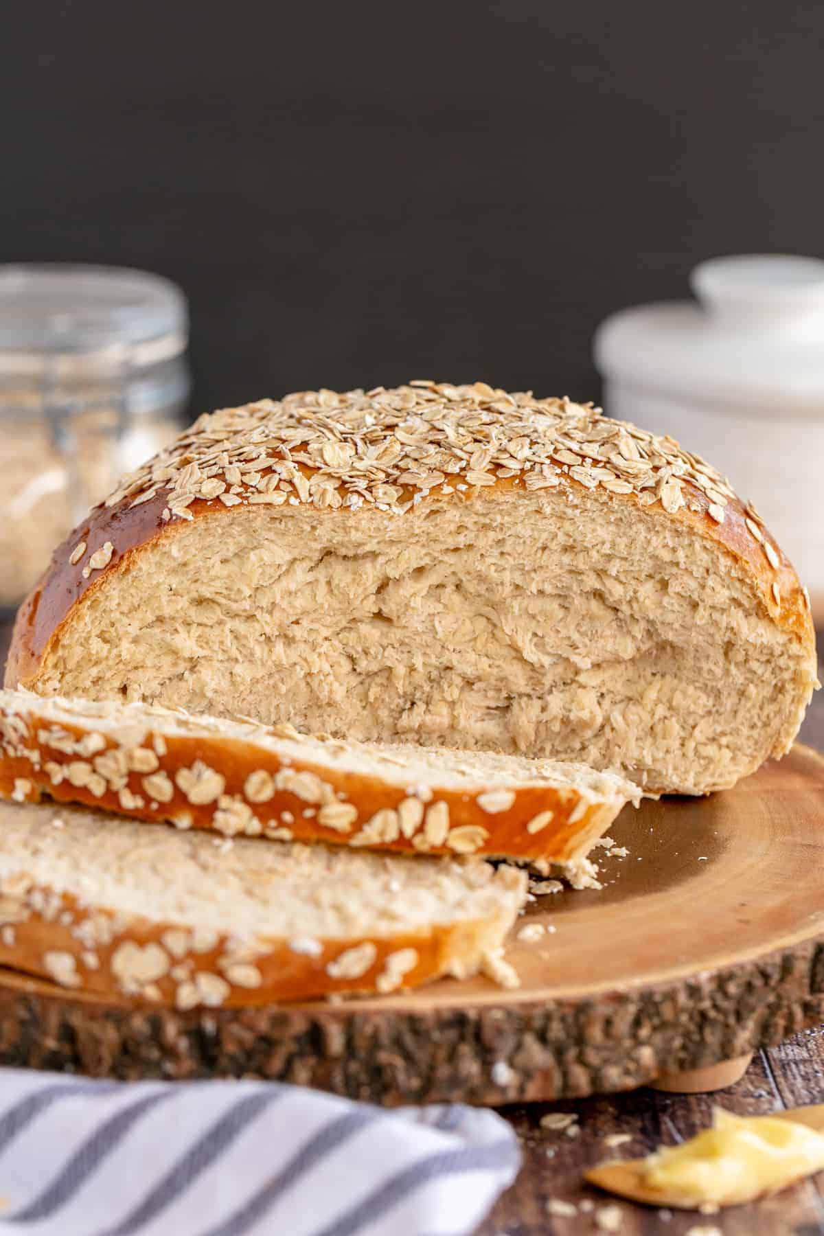 oatmeal bread cut into slices