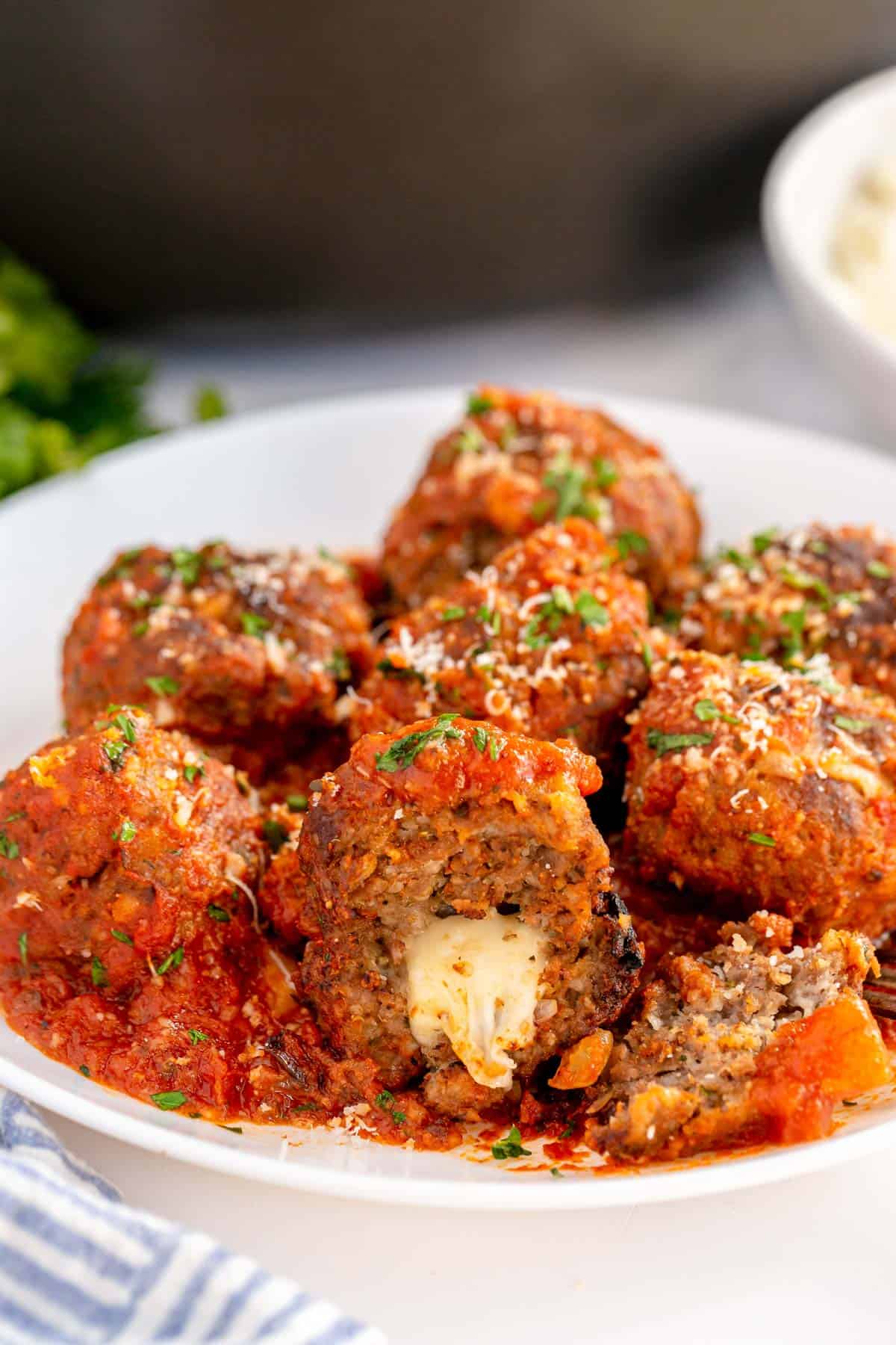 Mozzarella Stuffed Meatballs (Freezer Friendly!)