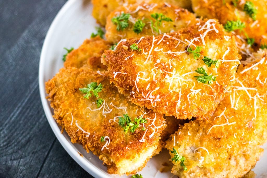 pork schnitzel on a white plate