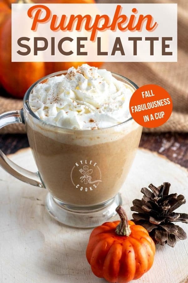 pumpkin spice latte pin with text overlay