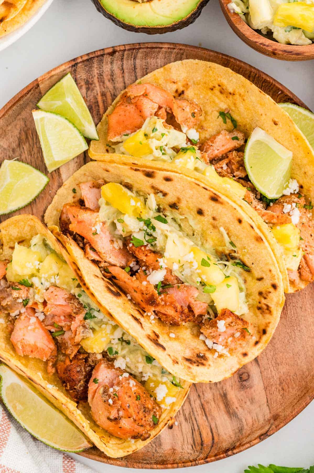 Salmon Tacos with Pineapple Slaw