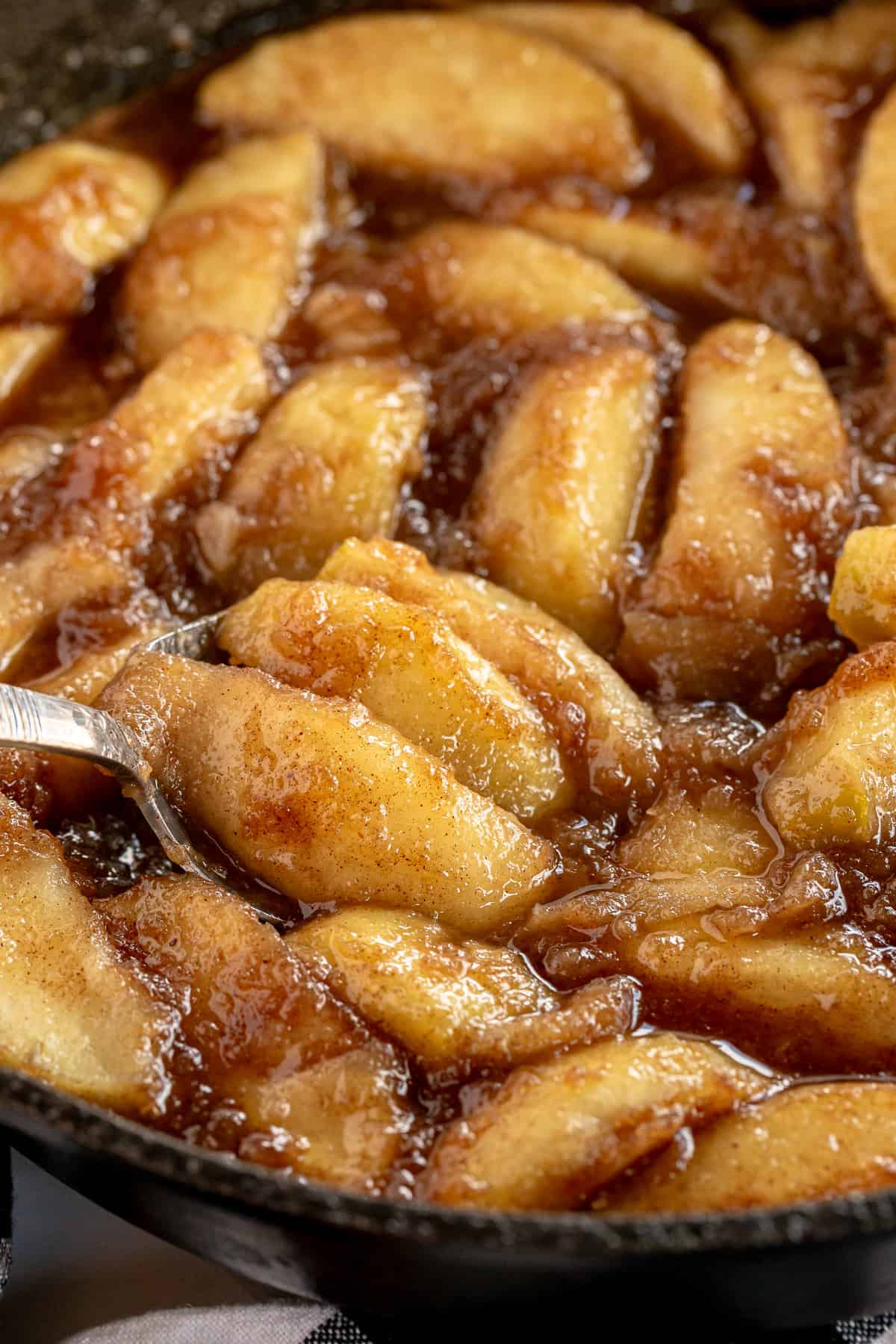 close up of fried apples