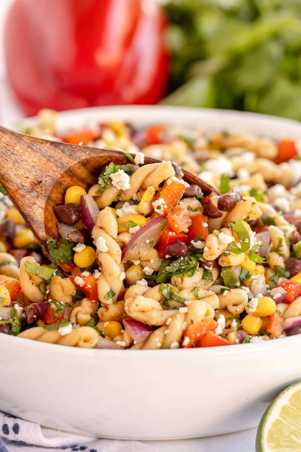 Easy Southwestern Pasta Salad (with Lime Vinaigrette Dressing)