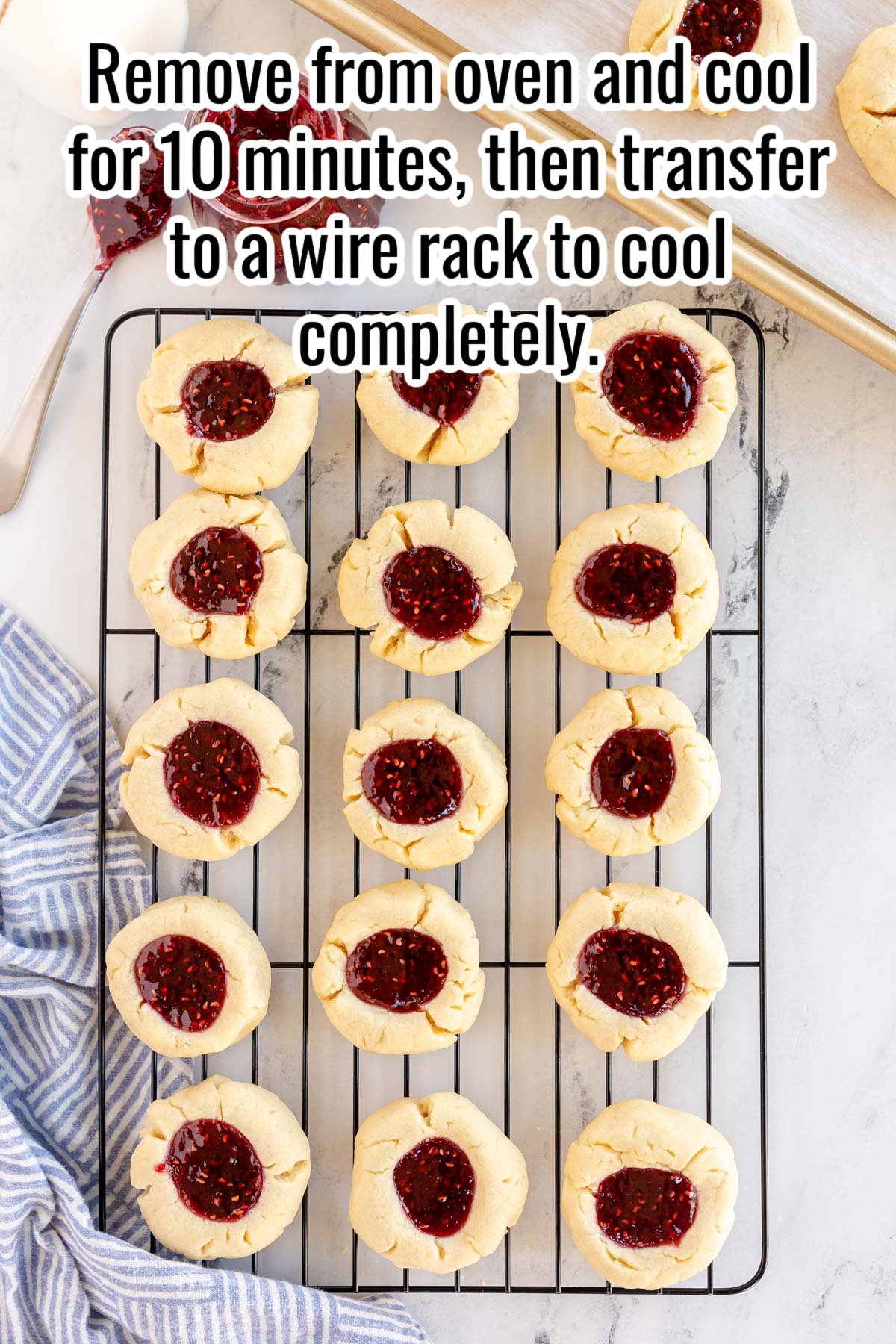 process shot of cookies cooling on a wire rack.